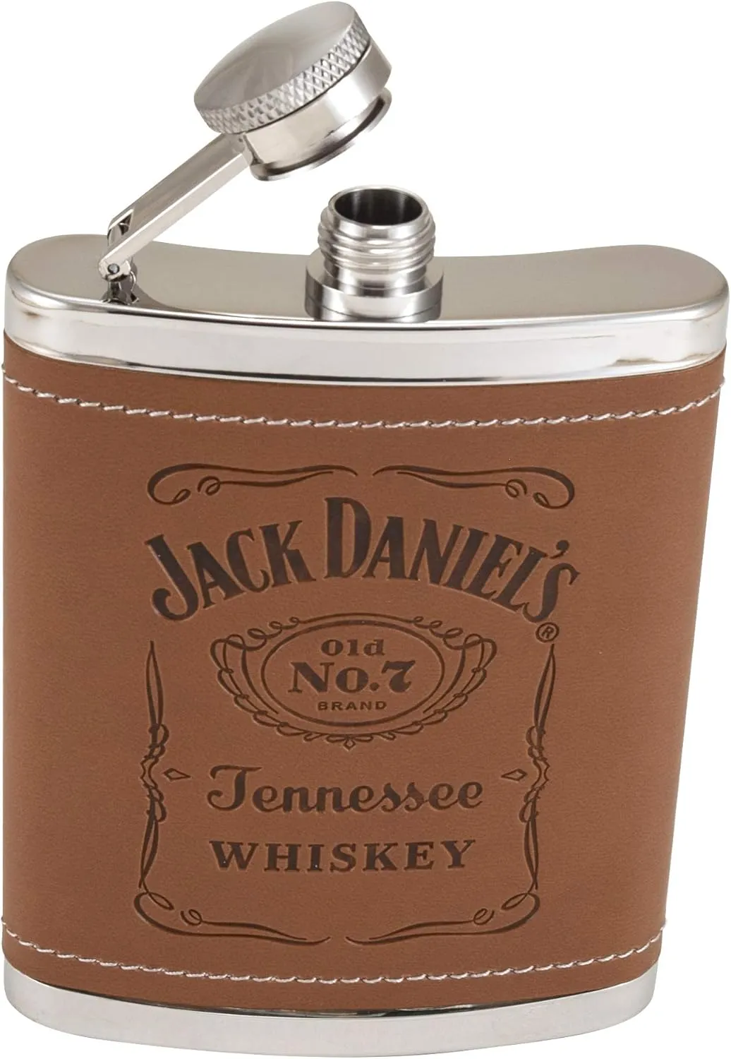 Jack Daniels Licensed Barware 5551 Label Flask, 6 oz, Silver