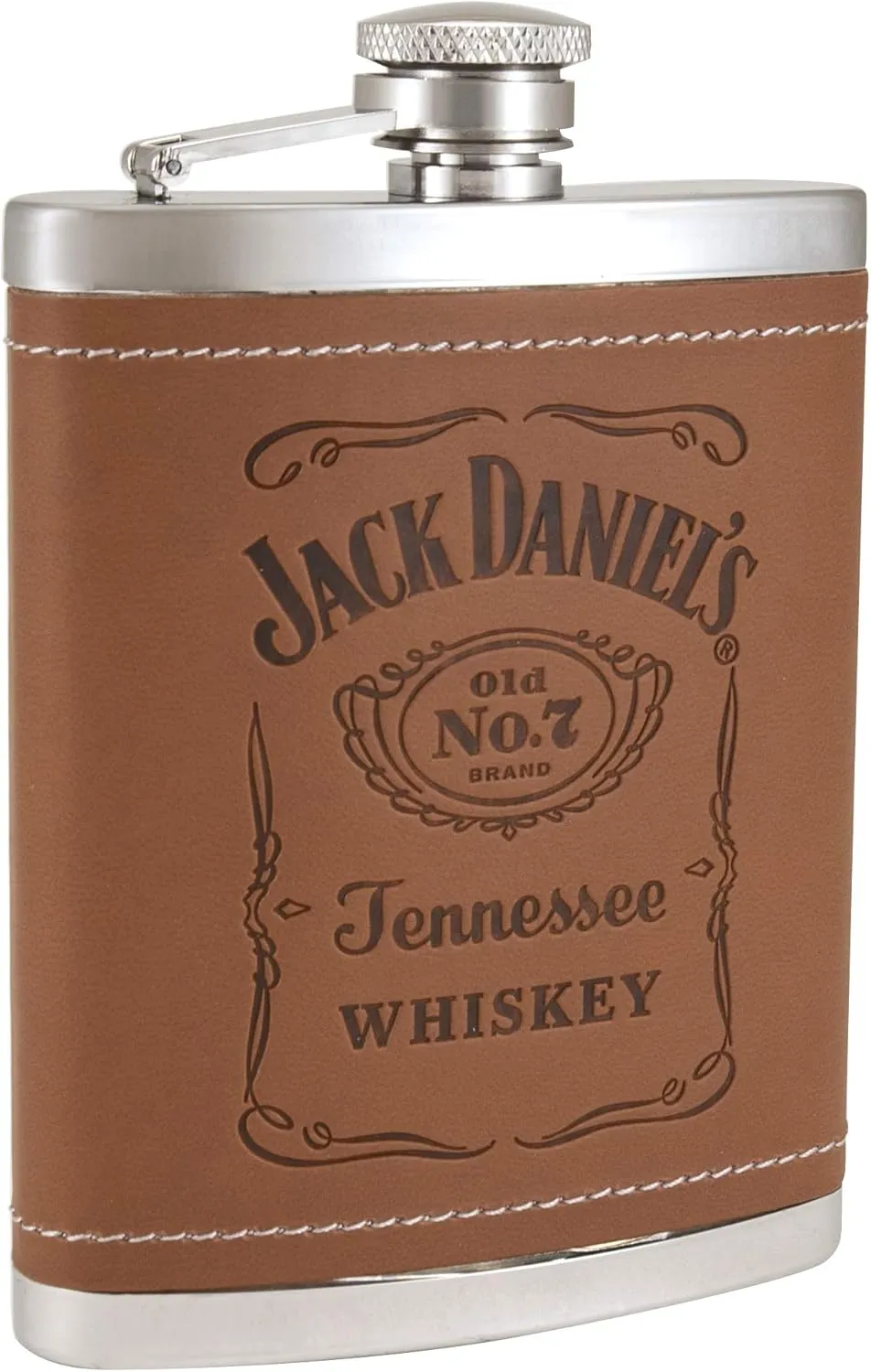Jack Daniels Licensed Barware 5551 Label Flask, 6 oz, Silver