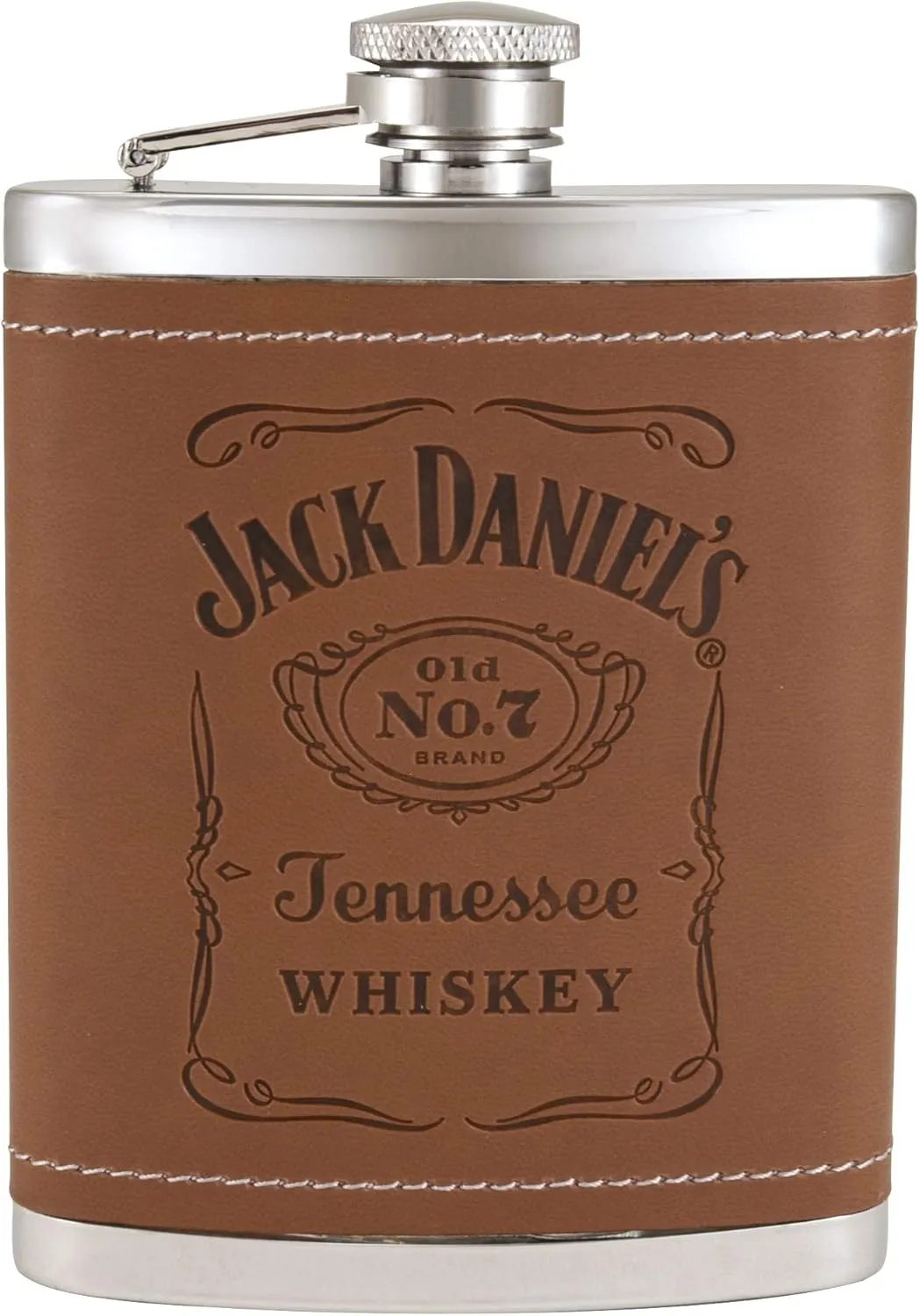 Jack Daniels Licensed Barware 5551 Label Flask, 6 oz, Silver