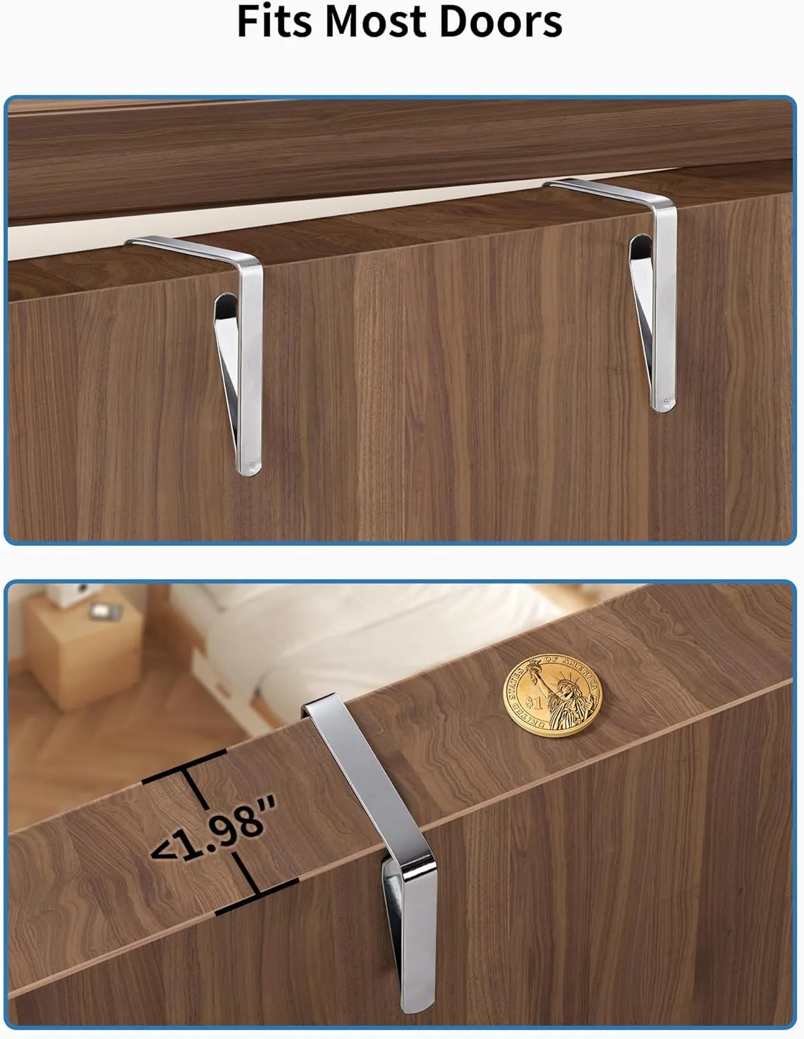 JARLINK Over The Door Organizer Storage, 5 Shelf Hanging Door Organizer with 5 Large Capacity Pockets, Anti Tilt 44 lb Load Behind Door Storage for Bedroom, Bathroom, Pantry, Nursery, (Grey)