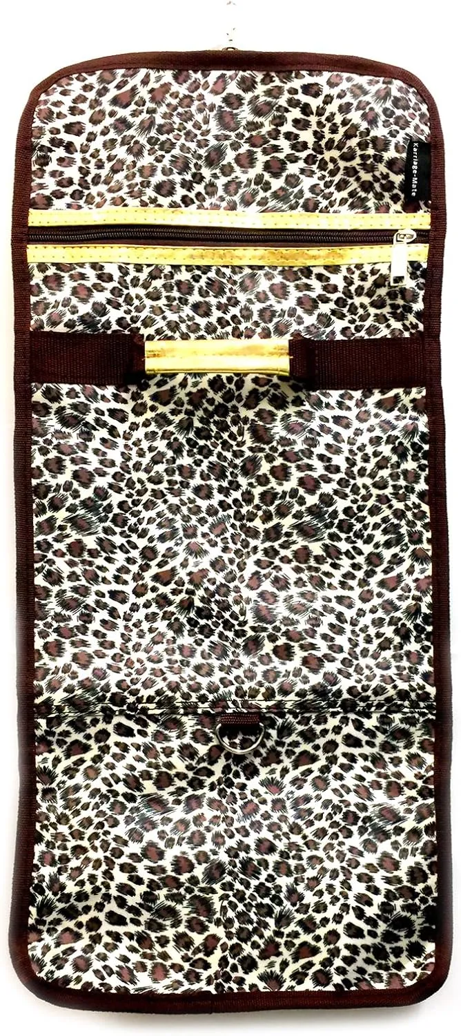 JChronicles Women's Large Hanging Toiletry Cosmetic Organizer Bag-Roll Up for Travel (Leopard)