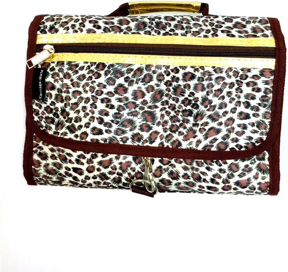JChronicles Women's Large Hanging Toiletry Cosmetic Organizer Bag-Roll Up for Travel (Leopard)