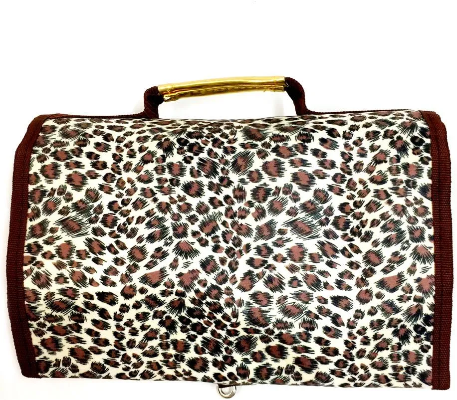 JChronicles Women's Large Hanging Toiletry Cosmetic Organizer Bag-Roll Up for Travel (Leopard)