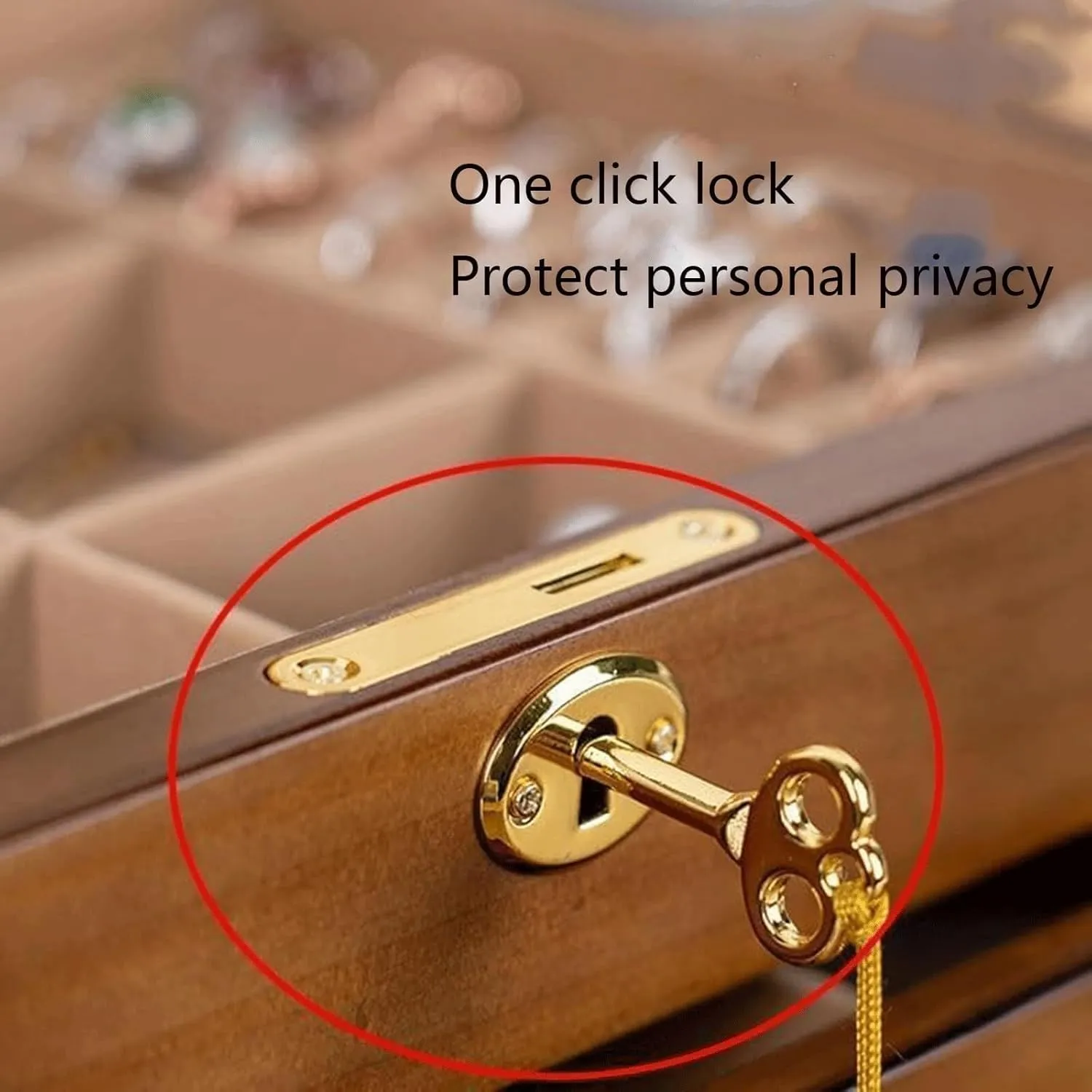 Jewelry Chests Jewelry Case Antique Lock Jewelry Storage Wooden Jewelry Box Organizer Jewelry Box Velvet with Lock Portable Jewelry Case Spacious (A 29 * 19 * 21.5CM)