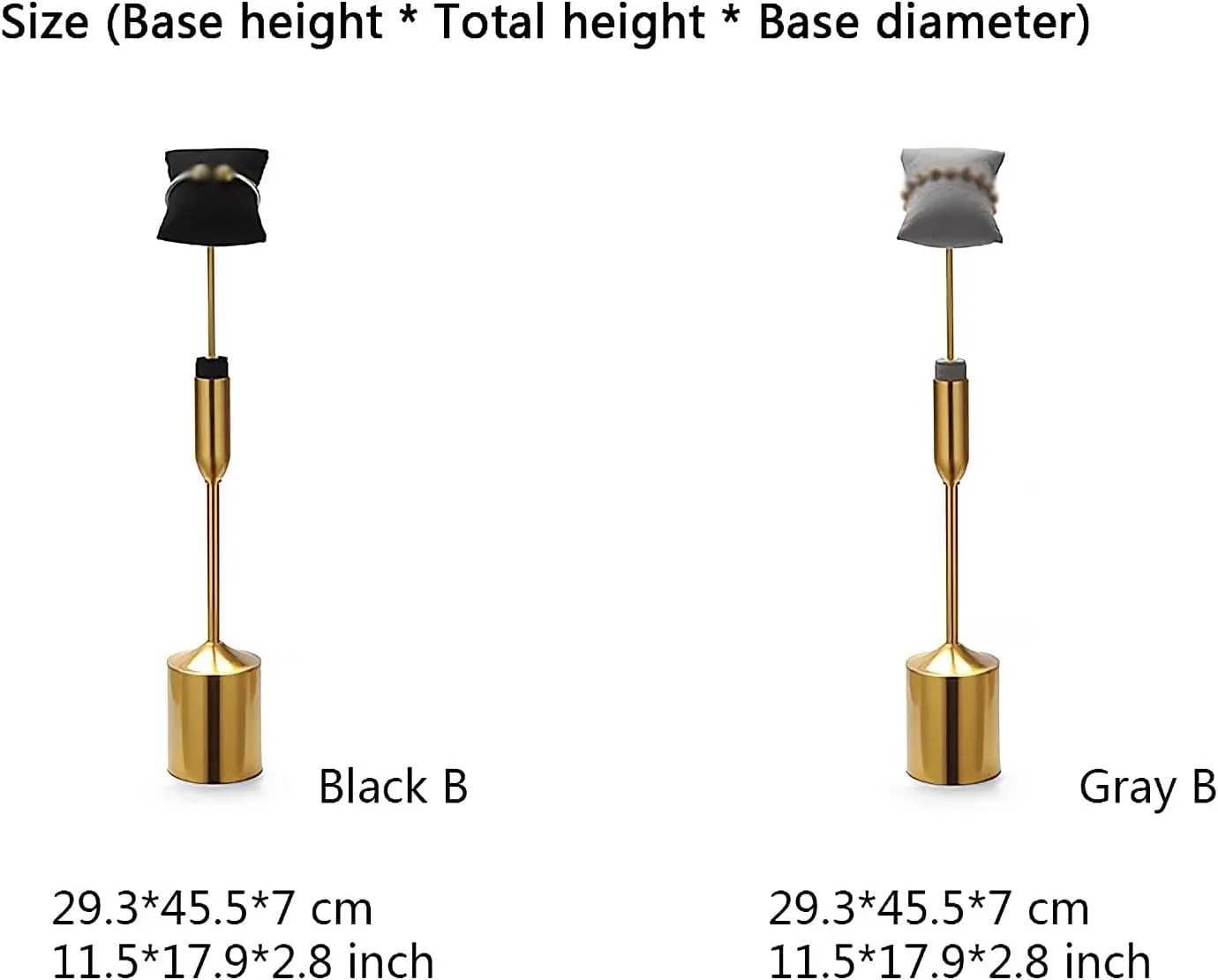 Jewelry Organizer Bracelet Display with Black Pillow Pack, Bracelet Holder for Jewelry Bracelets, Watches, Necklaces, Gold Metal Base Height 18 Inches Jewelry Stand (C