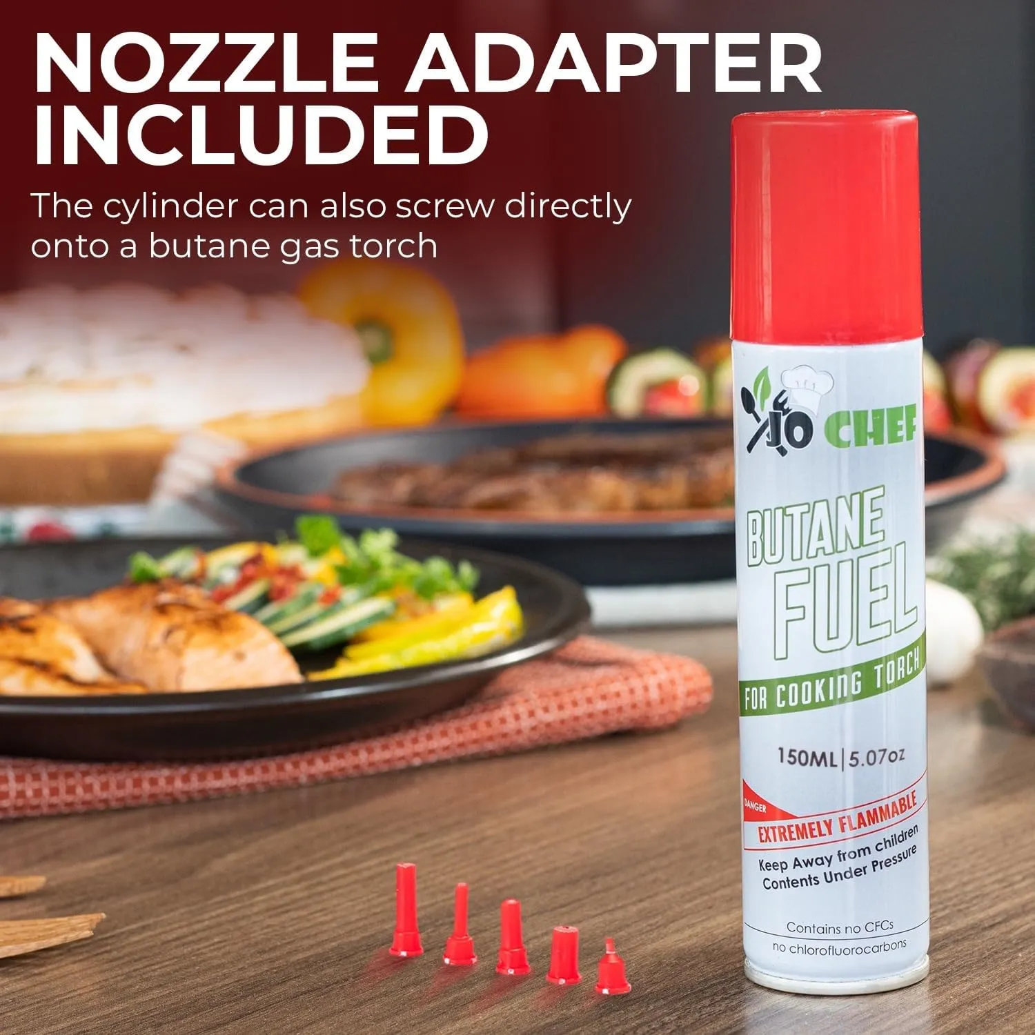 Jo Chef Butane Fuel Refill, Lighter Butane Fuel Canister, Butane Gas Refill for Kitchen Torch, Lighter, Brûlée Kitchen Blow Torch