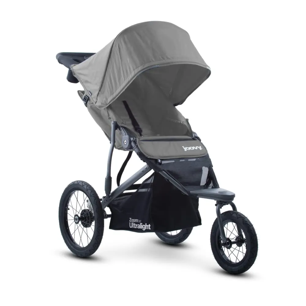 Joovy Zoom360 Ultralight Jogging Stroller Featuring High Child Seat, Shock-Absorbing Suspension, Extra-Large Air-Filled Tires, Parent Organizer, Air Pump, and Easy One-Hand Fold (Charcoal)
