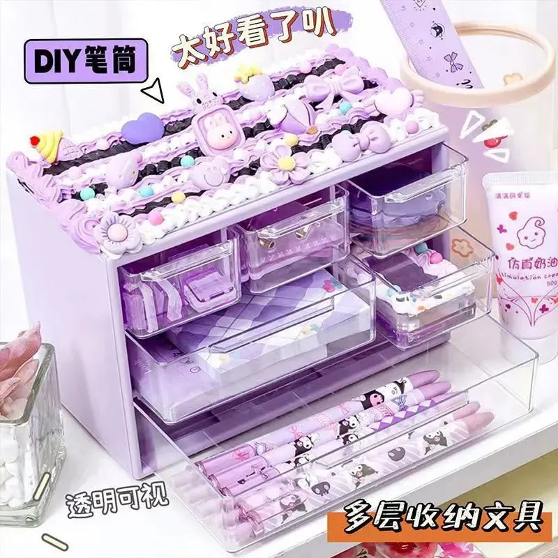 Kawaii Stackable & Foldable Desk Organizer 🌸✨ | Cute Yiwi Stationery Holder for Students and Offices! 🖊️📚