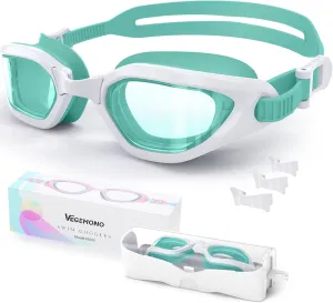 Kids Swim Goggles in Candy Dual-Tone, Adjustable Nose Pads & Soft Silicone for Leak-proof Fit Across Ages(6-14), Clear Wide Vision & Anti-Fog &Anti-UV, With Fashion Hard Protective Case