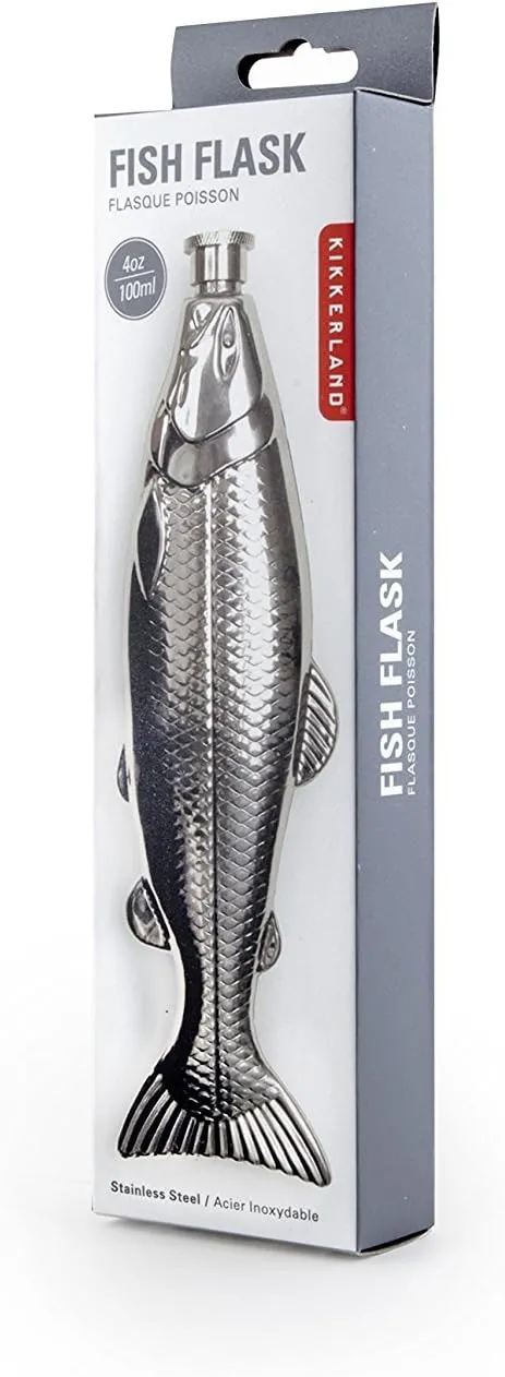 Kikkerland Fish Flask, Stainless Steel