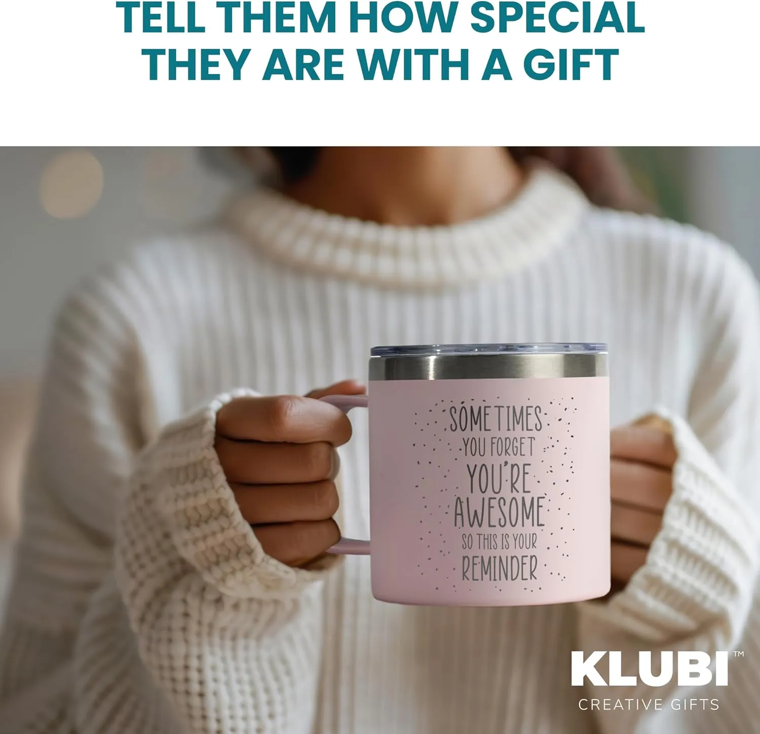 KLUBI Cute Pink Birthday Gifts for Women - Sometimes You Forget Your Awesome Gifts for Mothers Day, Her, Coworkers, Boss Day, Nurses Week College Girl Gift Ideas for Mothers Day Mugs 14 Ounce
