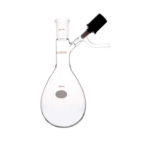 Laboy Glass 500mL Pear-Shaped Schlenk Flask Tube Kjeldahl-Style Reaction Storage Air-Free with High Vacuum Valve & 24/40 Joint Lab Glassware