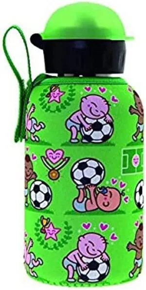 Laken Unisex Youth Pichichi Thermal Flask Stainless Steel 0.35 L with Hinged Closure and Neoprene Cover Stainless Steel Drinking Bottle Jr. 0.35 Litre, Green, 0.35 litres.