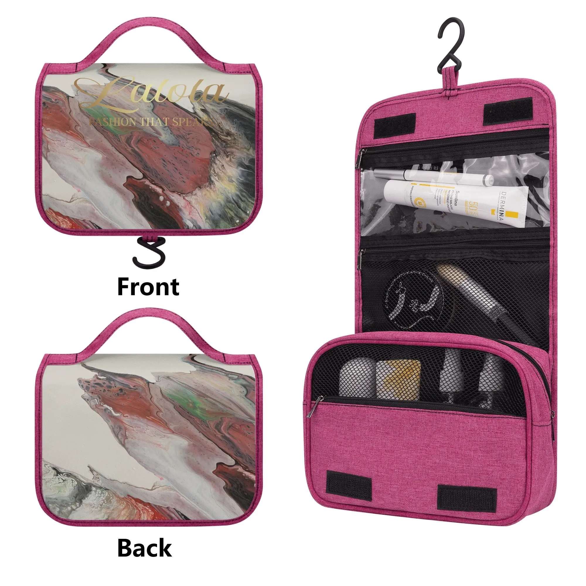 Lalola *Art U Wear* Cosmetic Travel Bag, HooArt Pink & Neutral