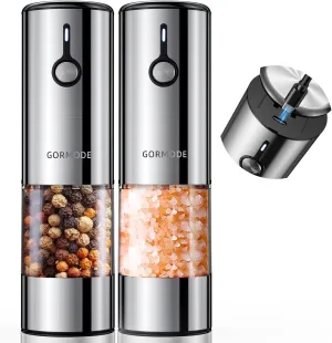 Large Capacity Rechargeable Electric Salt and Pepper Grinder Set -USB Charging Port with Sliding Dust Cover; Automatic Salt and Pepper Mill Grinder With LED Light-6 Adjustable Grinding Modes