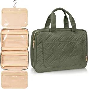 Large Foldable Hanging Toiletry Bag - Olive Green