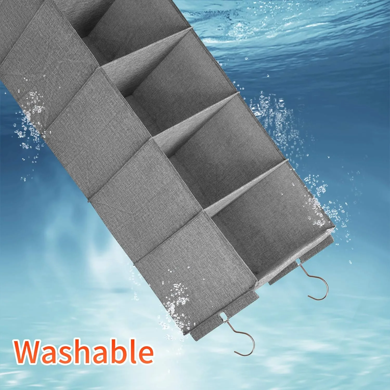 Large Hanging Sweater Organizer for Closet,Collapsible 6-Shelf Hanging Closet Shelves with Drawers, Washable (Grey-6 Shelf)