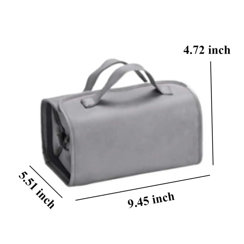 Leather Waterproof Cosmetic Bag detachable 4 in 1-Waterproof Travel Toiletry Bag for Women, Portable 4-in-1 Foldable Clear Multi Compartment Hanging Makeup Bag, Large Roll Up Toiletry Bag (Grey)