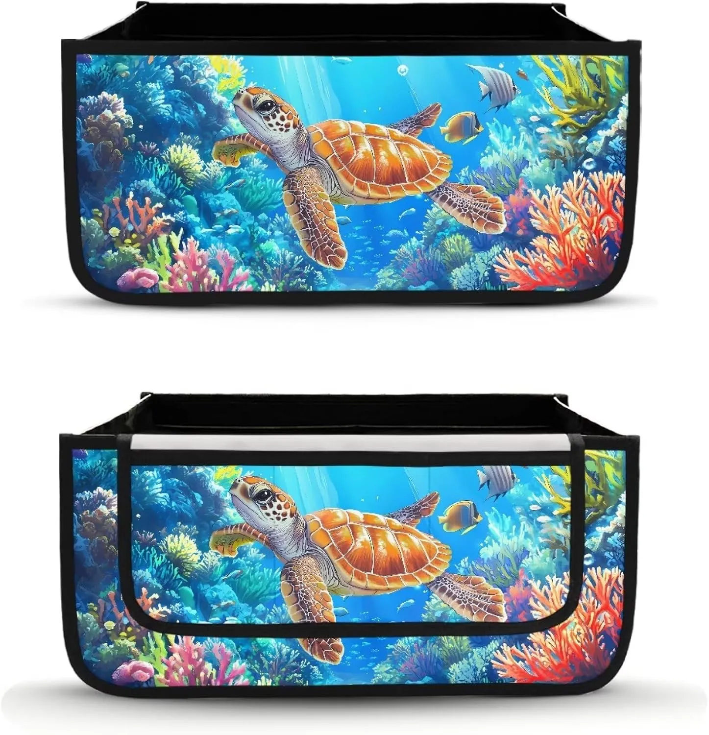 LedBack Rollator Storage Bag Foldable Rolling Walker Pouch Large Capacity Organizer Pouch Seafloor Sea Turtle Print Rollator Walker Accessories Bag for Seniors