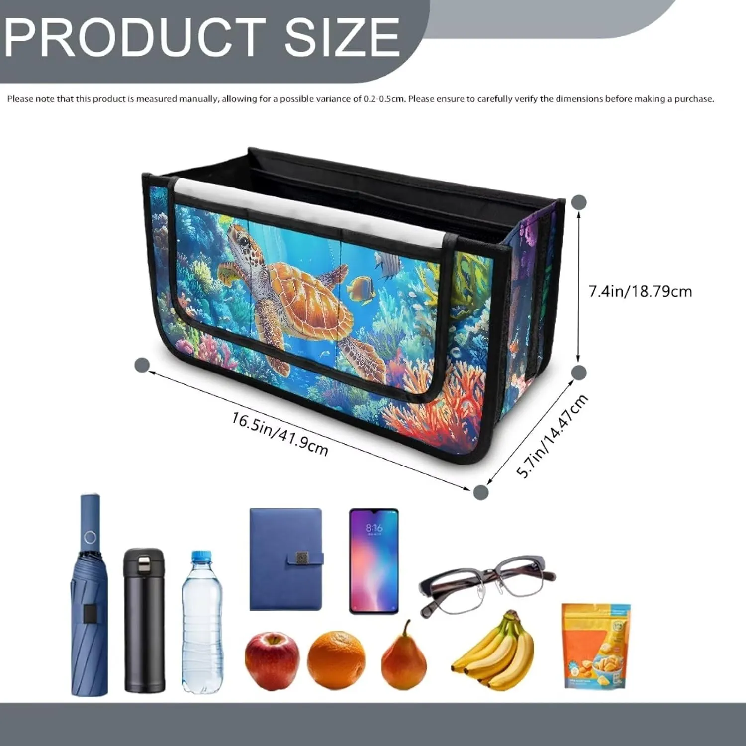 LedBack Rollator Storage Bag Foldable Rolling Walker Pouch Large Capacity Organizer Pouch Seafloor Sea Turtle Print Rollator Walker Accessories Bag for Seniors