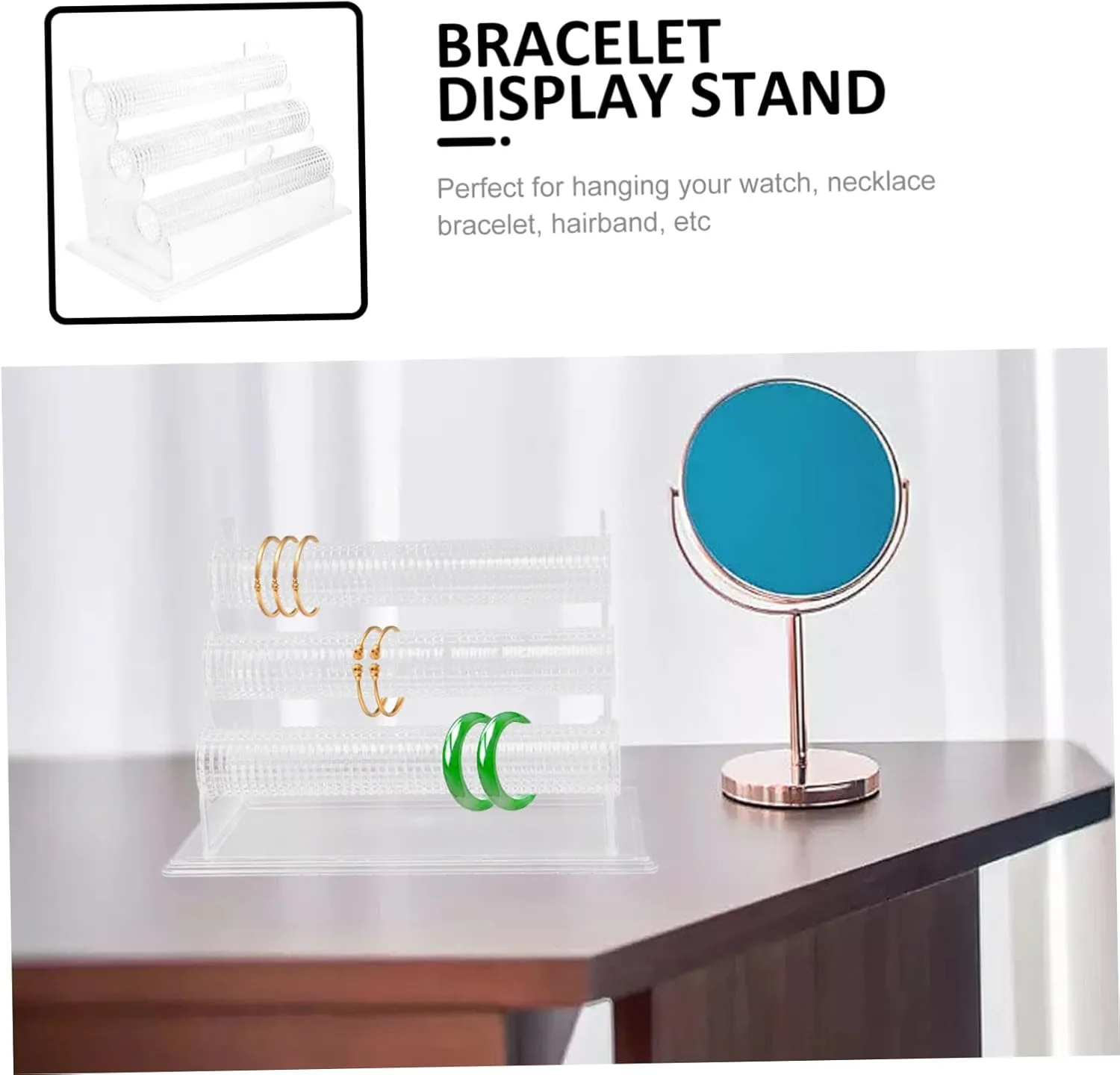 LIFKOME 3-tier Bracelet Jewelry Organizer Transparent Display Stand for Desktop Watch Showing Rack
