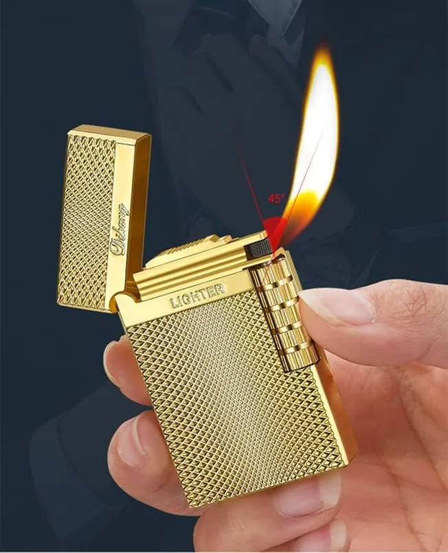 Lighters Soft Flame Lighter Traditional Flame Cigar Lighter with Adjustable Flame Dial Vertical Ignition Roller Good for Gift Outdoor Camping Hiking Fishing Grill Adventure Candle