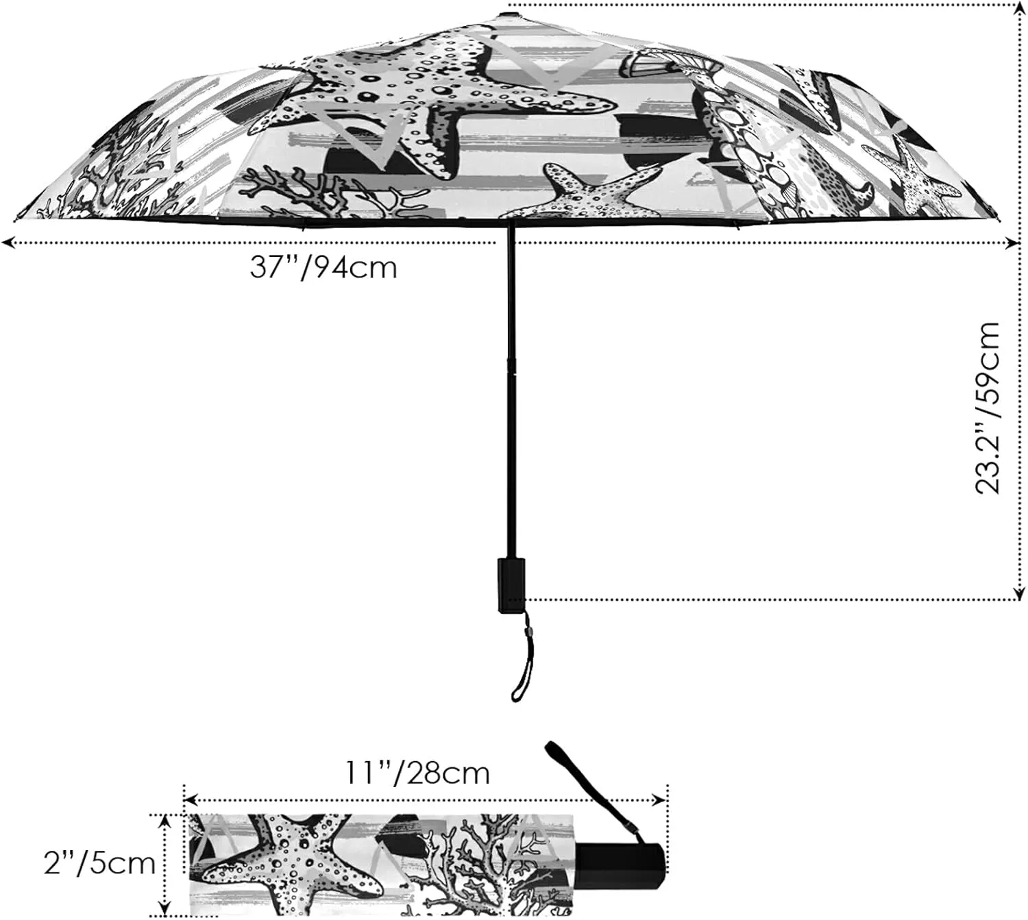 Lightweight Folding Umbrella, Portable Sun Travel Parasol, Compact Anti-UV Strong Rain Umbrella