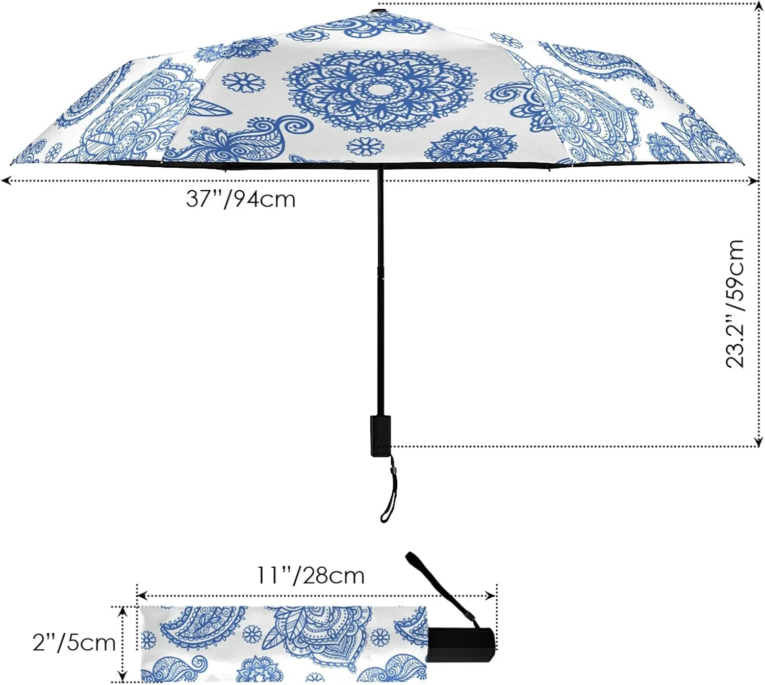 Lightweight Folding Umbrella, Portable Sun Travel Parasol, Compact Anti-UV Strong Rain Umbrella