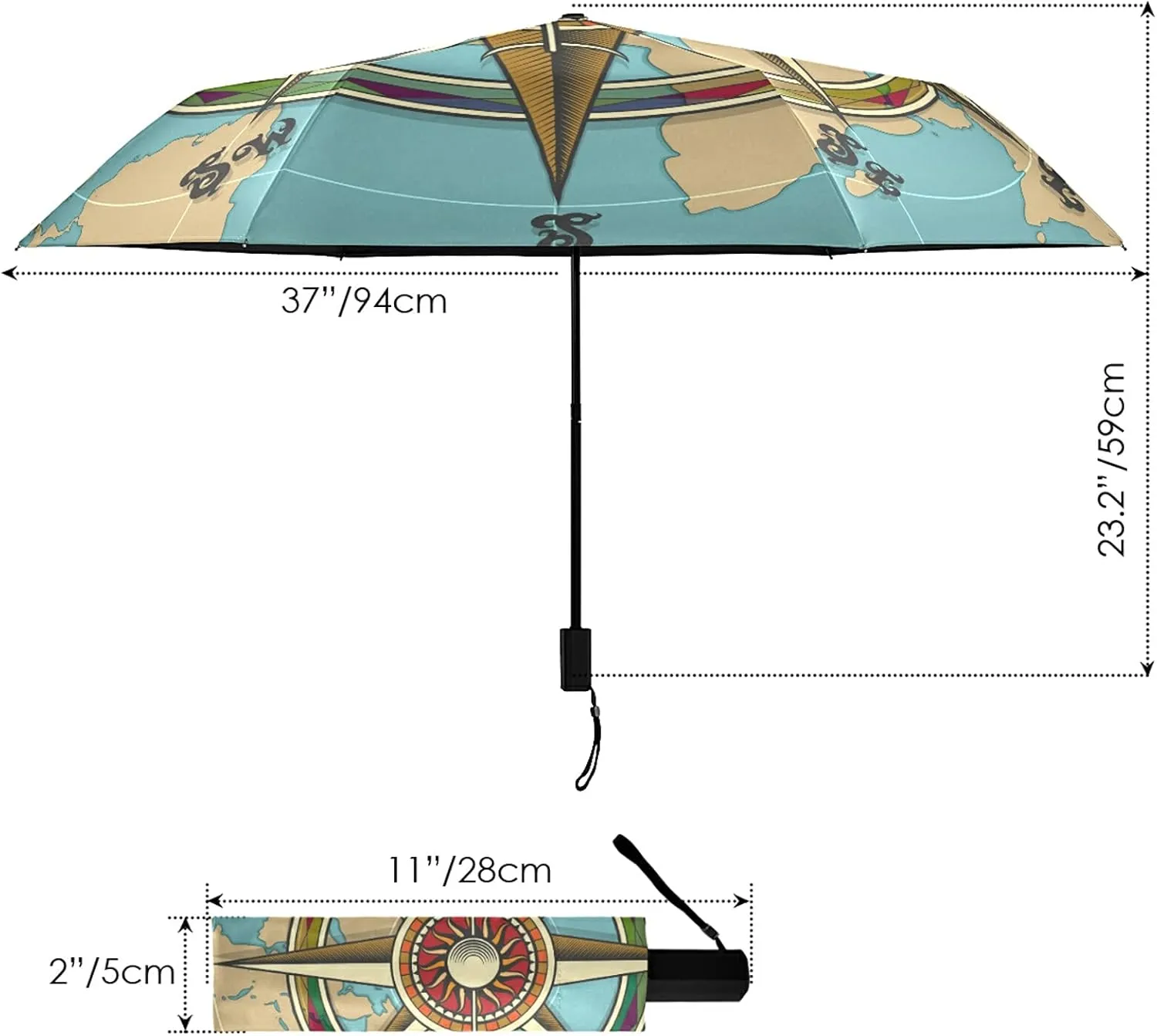 Lightweight Folding Umbrella, Portable Sun Travel Parasol, Compact Anti-UV Strong Rain Umbrella