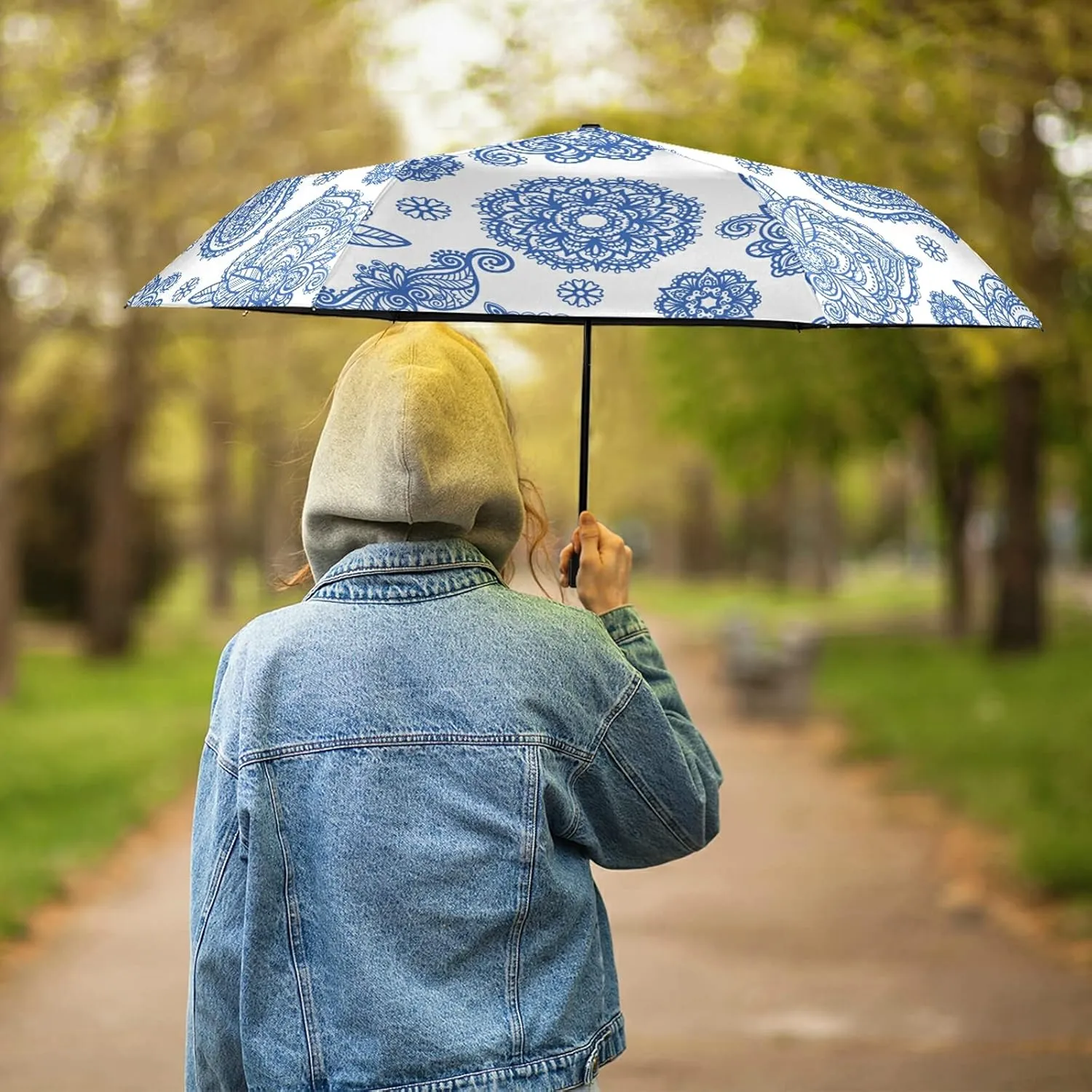 Lightweight Folding Umbrella, Portable Sun Travel Parasol, Compact Anti-UV Strong Rain Umbrella