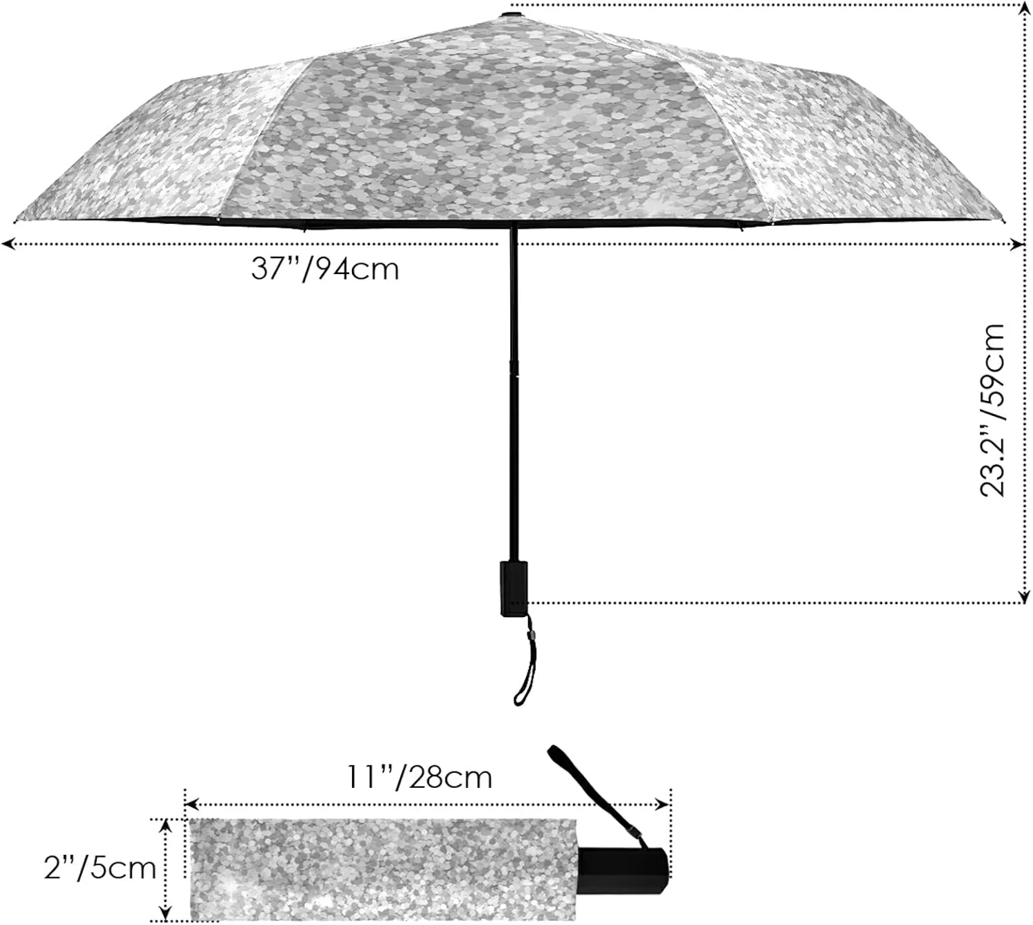 Lightweight Folding Umbrella, Portable Sun Travel Parasol, Compact Anti-UV Strong Rain Umbrella