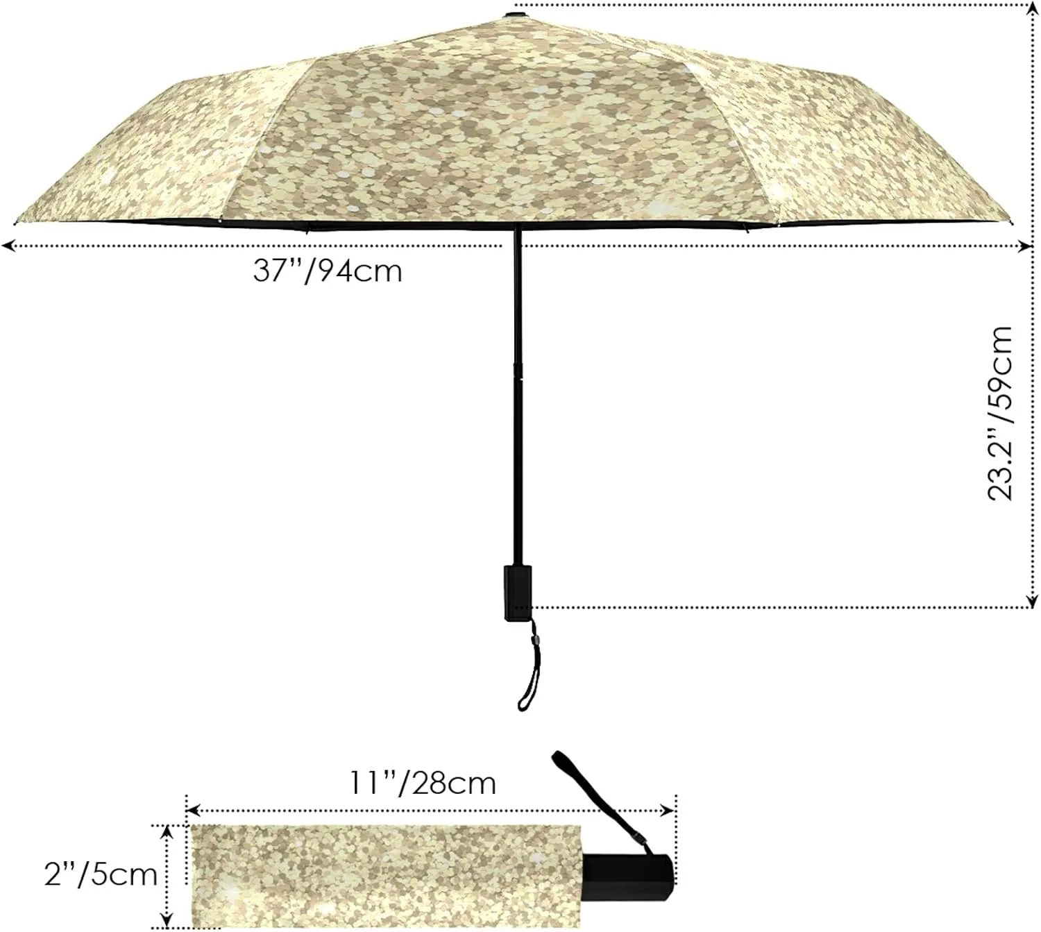 Lightweight Folding Umbrella, Portable Sun Travel Parasol, Compact Anti-UV Strong Rain Umbrella
