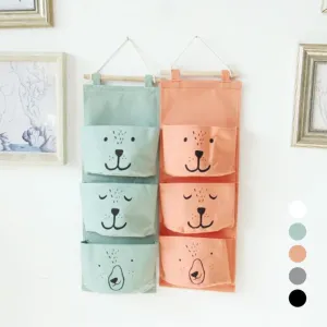 Linen 3 Pockets Wall Hanging Storage Bags Organizer On Sale