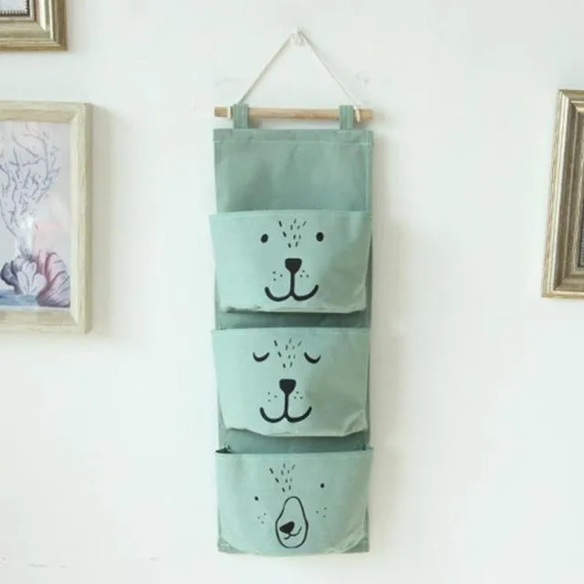 Linen 3 Pockets Wall Hanging Storage Bags Organizer On Sale
