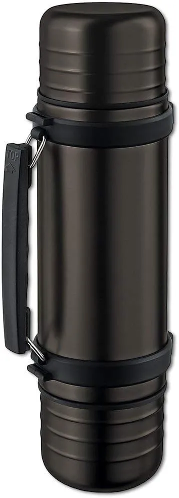 LiteXpress 1 Liter Titanium Grey Stainless Steel Removable Insulating Plastic Drinking Mug with Vacuum Flask and Quick System for One Hand Use
