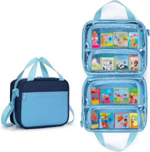 LoDrid Carry Case Compatible with Little Tikes Story Dream Machine Books, Holds Up to 12 Books and 4 Characters, Portable Storage Bag with Handle and Shoulder Strap, Blue, Bag Only