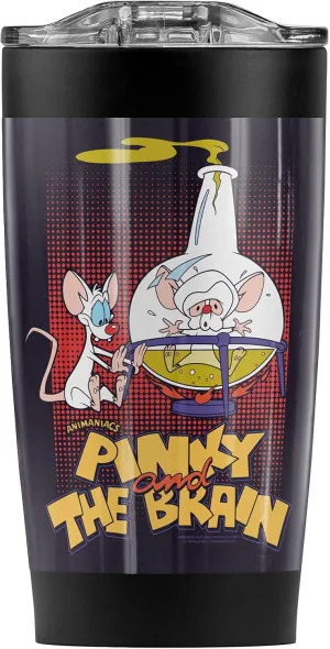 Logovision Pinky and the Brain Lab Flask Stainless Steel Tumbler 20 oz Coffee Travel Mug/Cup, Vacuum Insulated & Double Wall with Leakproof Sliding Lid | Great for Hot Drinks and Cold Beverages