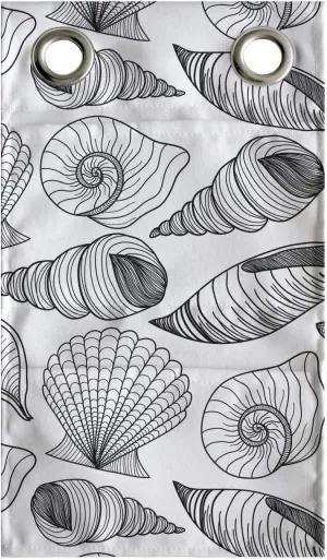 Lunarable Seashells Hanging Pocket Organizer, Monochrome Auger Button and Scallop Varieties of Ocean Wildlife Elements, Printed Polyester Storage Bag with Pockets, 9" x 16", Black and White
