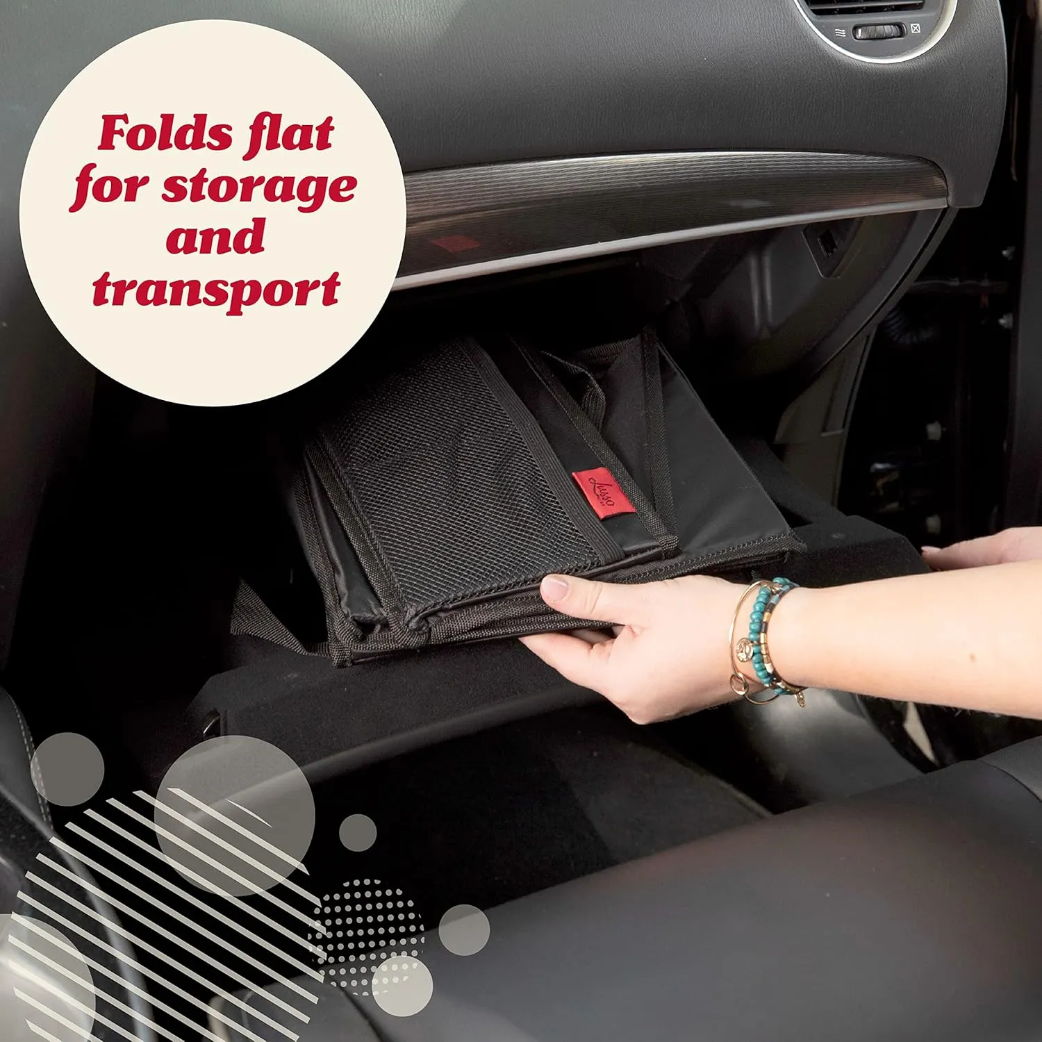 Lusso Gear Car Seat Organizer for Front or Backseat - Great for Adults & Kids, Features 9 Storage Compartments for Toys, Magazines, Tissues, Maps, Books, Documents, Games & More (Geometric)