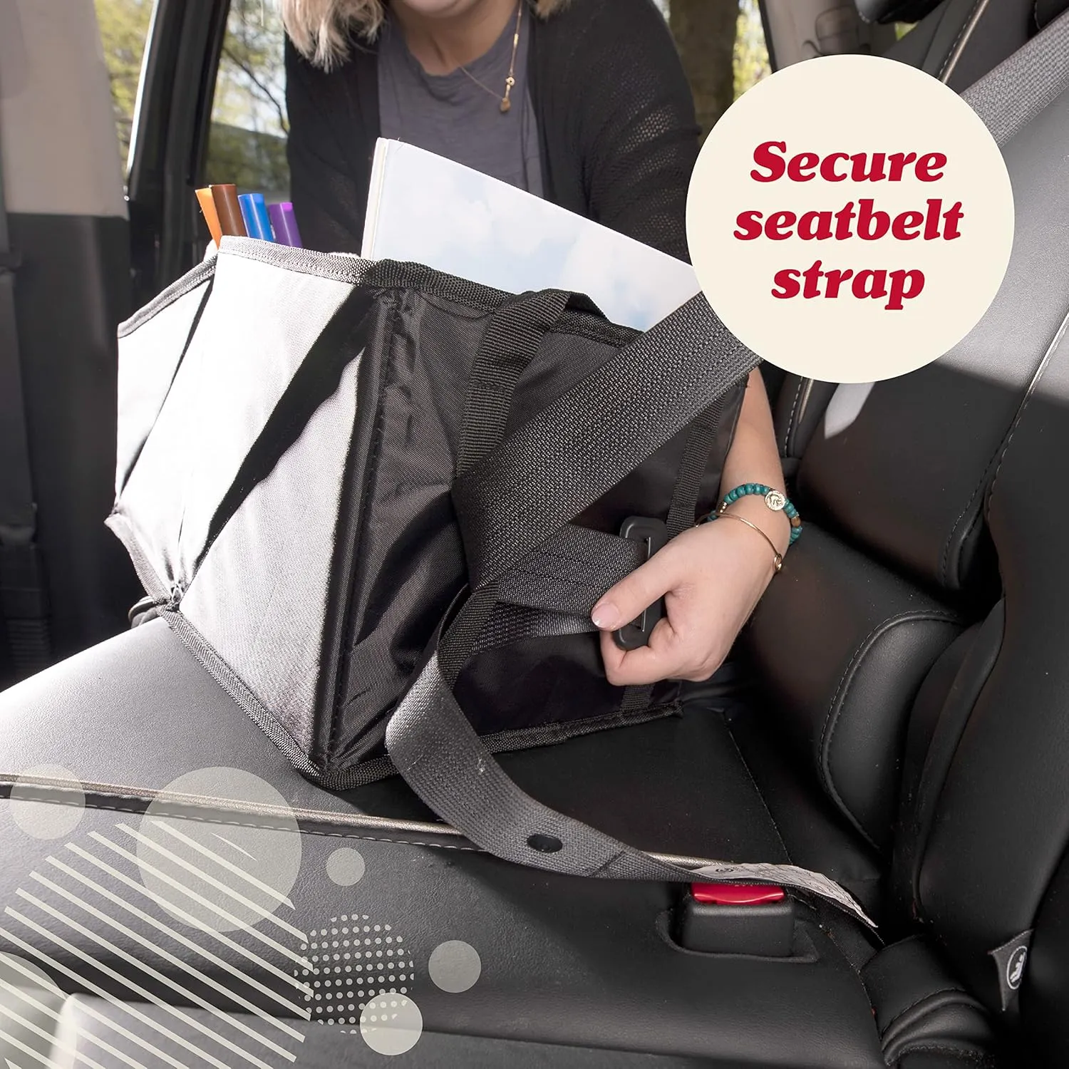 Lusso Gear Car Seat Organizer for Front or Backseat - Great for Adults & Kids, Features 9 Storage Compartments for Toys, Magazines, Tissues, Maps, Books, Documents, Games & More (Geometric)