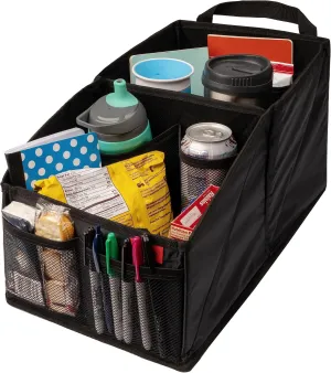 Lusso Gear Car Seat Organizer with Cup Holders - Front or Backseat Organizer - 9 Storage Compartments for Travel - Fits Cars, Trucks, and Vans - Black