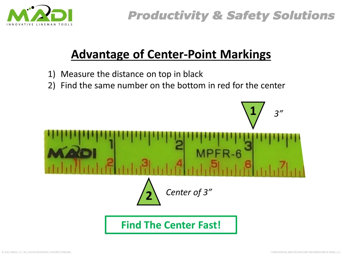 Madi 6' Fiberglass Folding Ruler Center-Point Reading Scale - MPFR-6