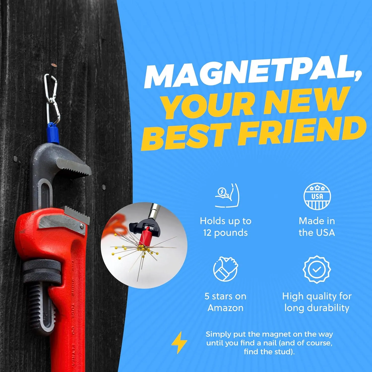 MagnetPal 3 pack Heavy-Duty Neodymium Anti-Rust Magnet, Best for Magnetic Stud Finder / Key Organizer / Indoor and Outdoor Multi Uses, Red with Key Ring (SP-MPM3RD)