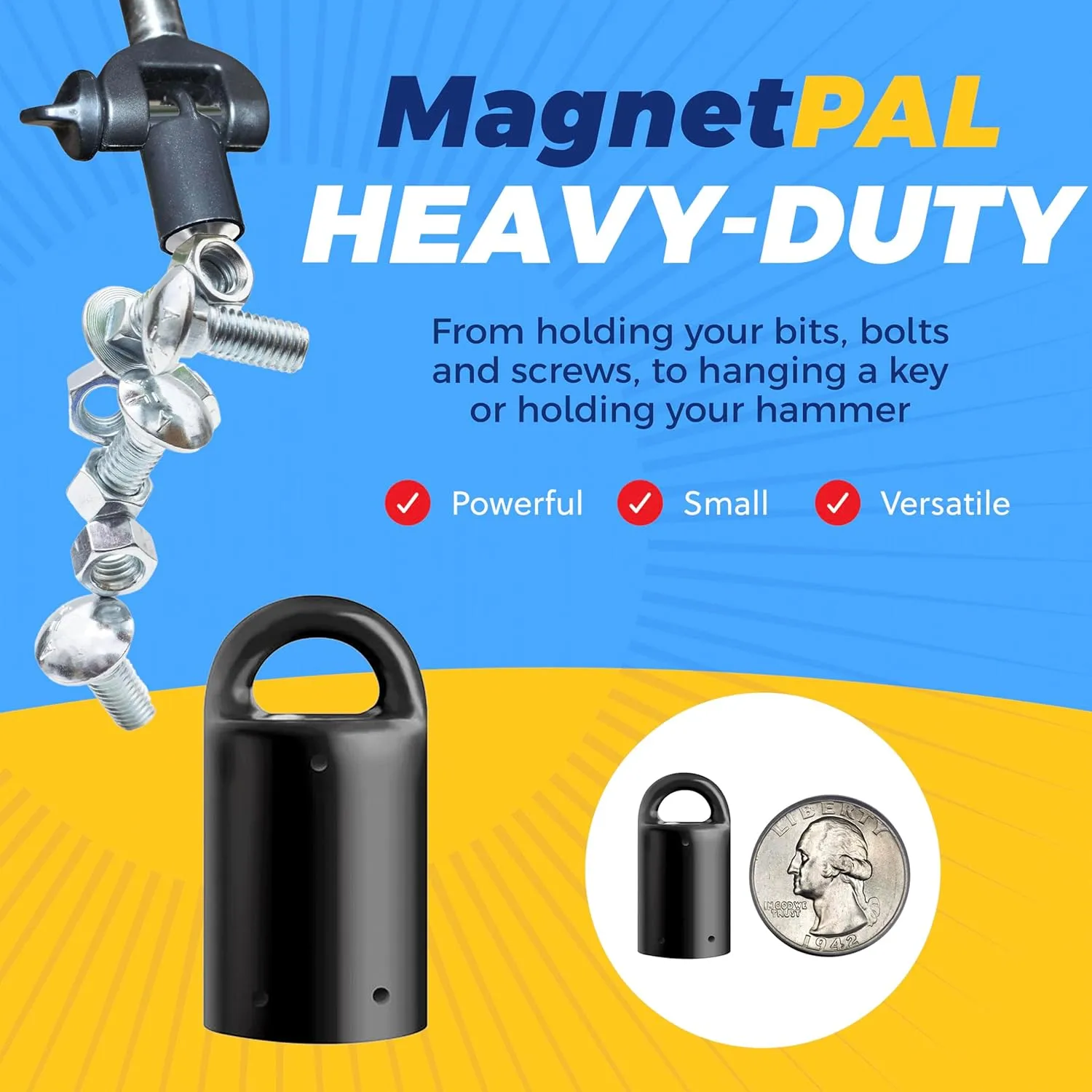MagnetPal 3 pack Heavy-Duty Neodymium Anti-Rust Magnet, Best for Magnetic Stud Finder / Key Organizer / Indoor and Outdoor Multi Uses, Red with Key Ring (SP-MPM3RD)