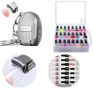 Makartt Universal Clear Nail Polish Organizer Holder Bundle with Nail Clipper Foldable Nail Cutter - Silver Nail Clippers - Mini Fingernail Clipper with Keyring