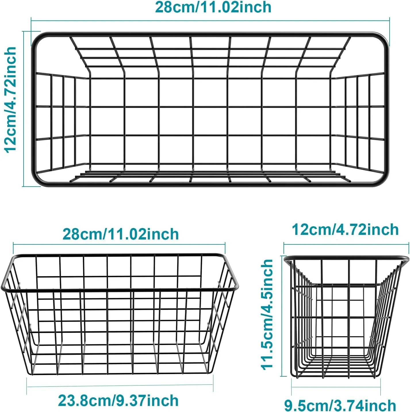 MaraFansie Hanging Kitchen Baskets Wire Storage Basket Over the Cabinet Door Organizer, No Drilling Adhesive Basket for Cabinet Pantry Organization and Kitchen, Bathroom, Storage, 2 Pack, Black