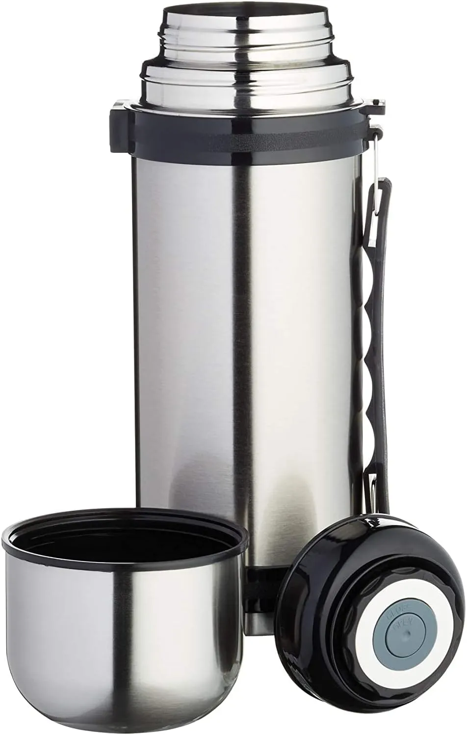 MasterClass Vacuum Flask with Handle, Stainless Steel, for Hot and Cold Drinks, 1 Litre (1.75 Pints), Silver