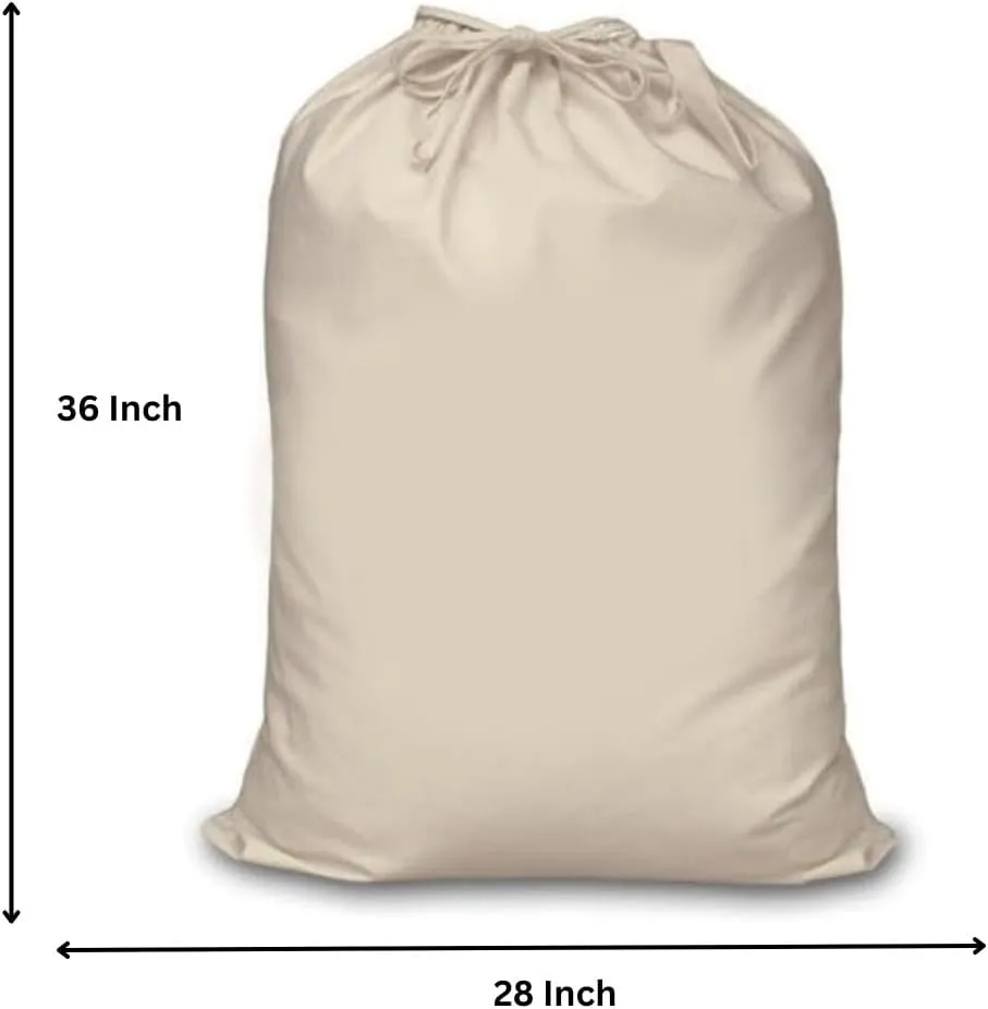 Mayatra's Organic Cotton Laundry Bag For Clothes - Travel Organizer - Eco-friendly 100% Pure Cotton Drawstring Bag - Large Size - Hanging Laundry Bag Foldable and Washable (Pack Of 2)