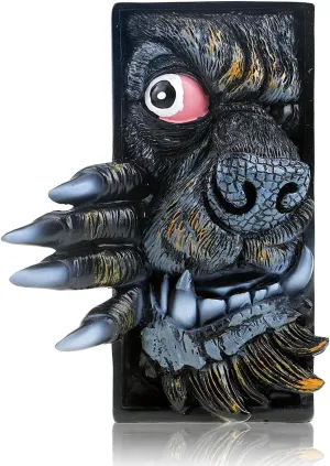MAZERAN 3D Cerberus Decorative Bookend, Fantasy Shelf Decor Nook, Medieval Vintage Hellhound Book End, PS5 Xbox Switch Game disks Stand Holder, Bookshelf Statue Decorations