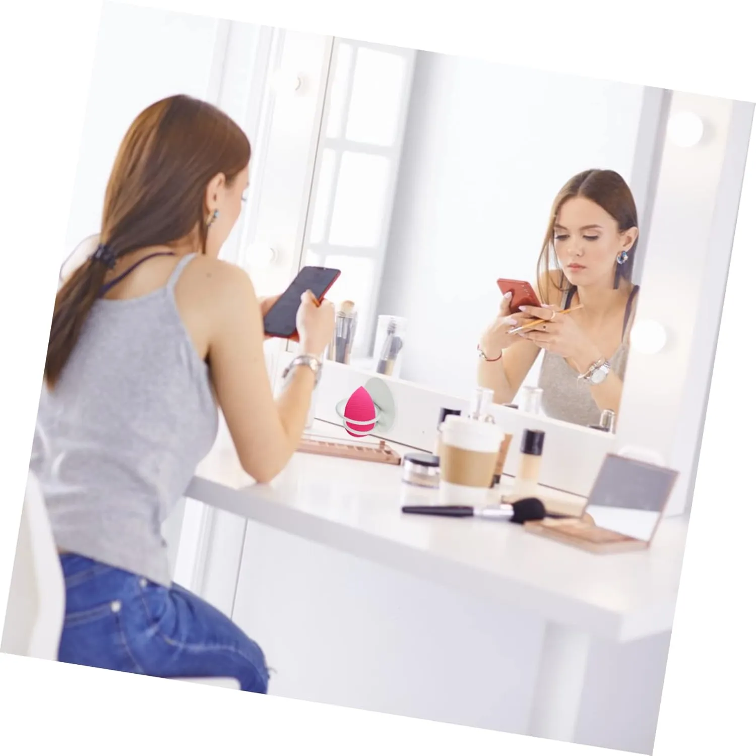 Mikinona Beauty Sponge Holder Stand Round Makeup Sponge Rack 2pcs Wall Mount Holders Powder Puff Organizer